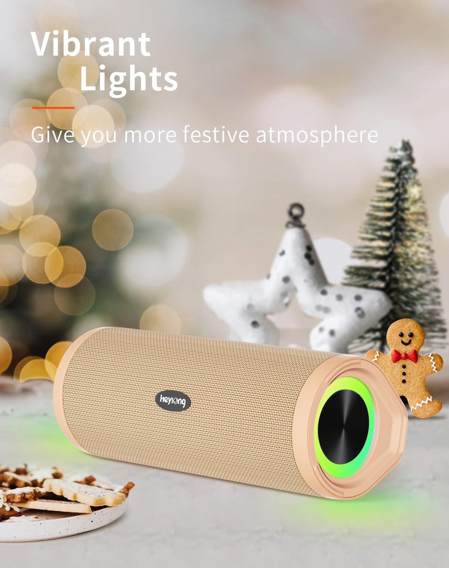 HEYSONG Portable Bluetooth Speaker, Waterproof Outdoor Speakers with LED Light, Enhanced Bass, IPX7 Floating, 40H Play, TF Card, True Wireless Stereo for Party, Shower, Biking, Gifts for Men