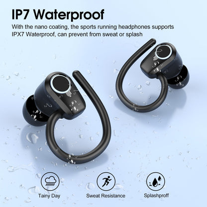 Waterproof Wireless Earbuds Bluetooth 5.3 – 4 ENC Noise Canceling Mics, 50H Battery, Dual LED Display, Sport Earhooks