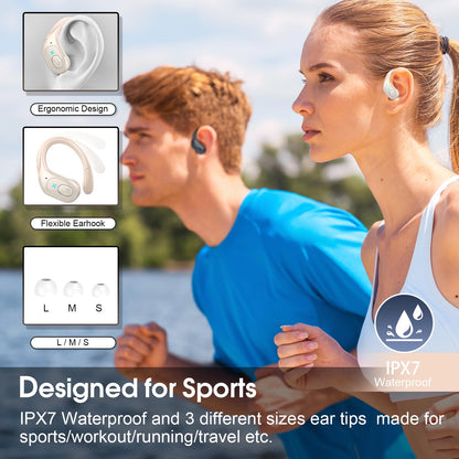 STECEi Wireless Earbuds – 75H Bluetooth 5.4 Earphones with ENC Noise Cancelling Mics, HiFi Stereo Sound, Earhooks, IP7 Waterproof for Running, Gym & Sports (Black)