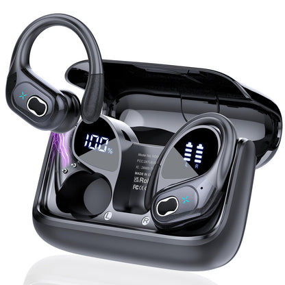 STECEi Wireless Earbuds – 75H Bluetooth 5.4 Earphones with ENC Noise Cancelling Mics, HiFi Stereo Sound, Earhooks, IP7 Waterproof for Running, Gym & Sports (Black)