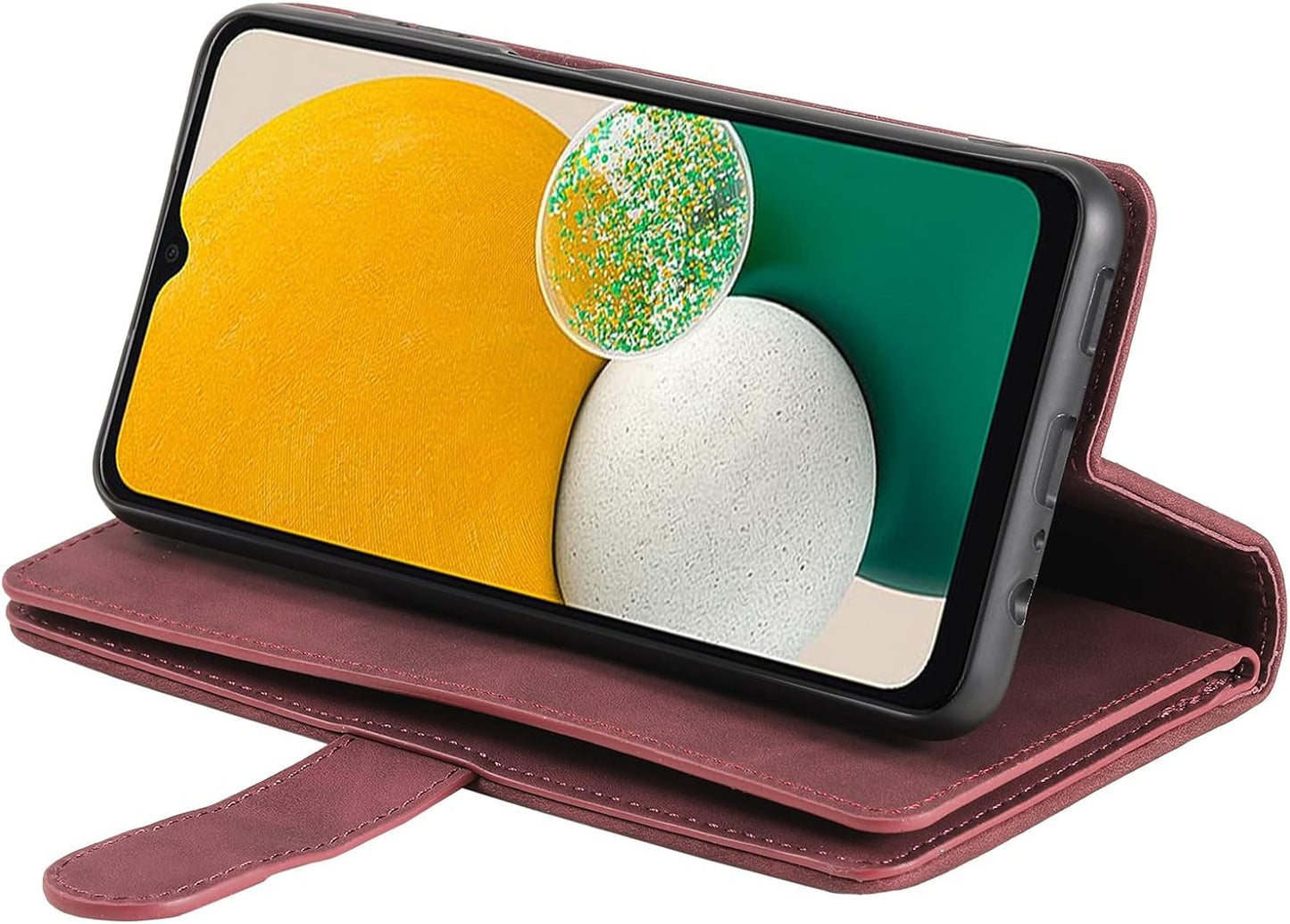 UEEBAI Wallet Case for Samsung Galaxy A15 4G/5G, Retro 9 Card Holder Slots Zipper Pocket Handbag Case PU Leather Magnetic Closure Kickstand with Wrist Strap TPU Shockproof Flip Case - Black