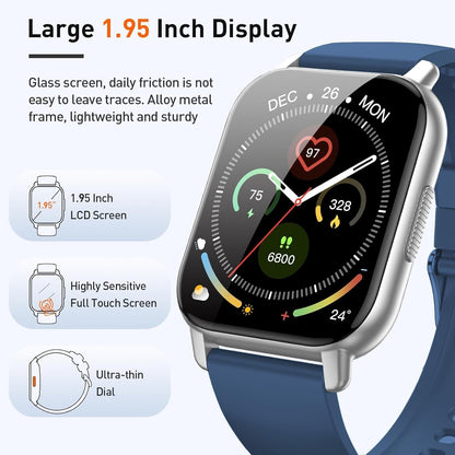Smart Watch for Men & Women with Call Function, 1.95" HD Display, Heart Rate, SpO2, Sleep Tracker, 100+ Sports Modes, IP68 Waterproof Fitness Tracker for Android & iOS