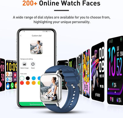 Smart Watch for Men & Women with Call Function, 1.95" HD Display, Heart Rate, SpO2, Sleep Tracker, 100+ Sports Modes, IP68 Waterproof Fitness Tracker for Android & iOS