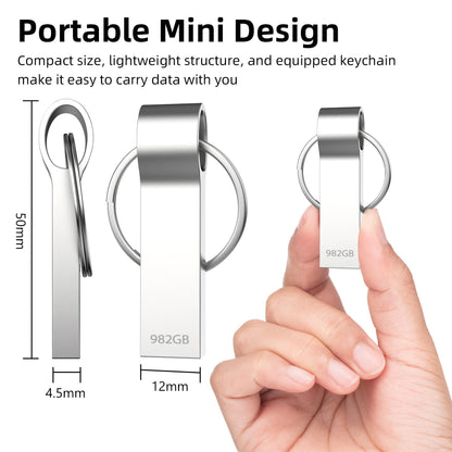 Deeiqeyp 982GB USB 3.0 Flash Drive – Metal Waterproof Thumb Drive for PC, Laptop, TV, Data Storage & Backup
