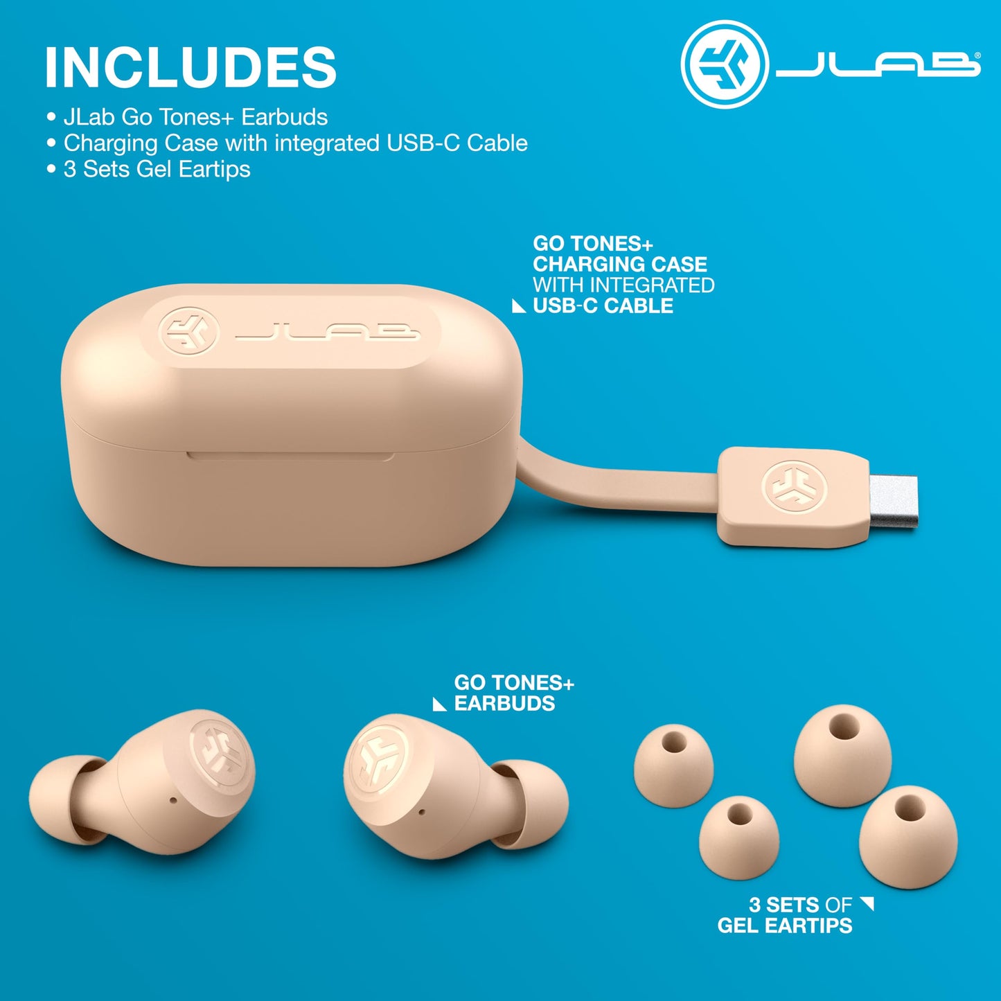 JLab Go Air Pop+ True Wireless Earbuds, In Ear Headphones, Bluetooth Earphones, 35H Playtime Ear Buds, Bluetooth Earbuds with Microphone, USB-C Charging Case, Multipoint, EQ3 Sound, Black