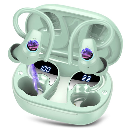 Waterproof Wireless Earbuds Bluetooth 5.3 – 4 ENC Noise Canceling Mics, 50H Battery, Dual LED Display, Sport Earhooks