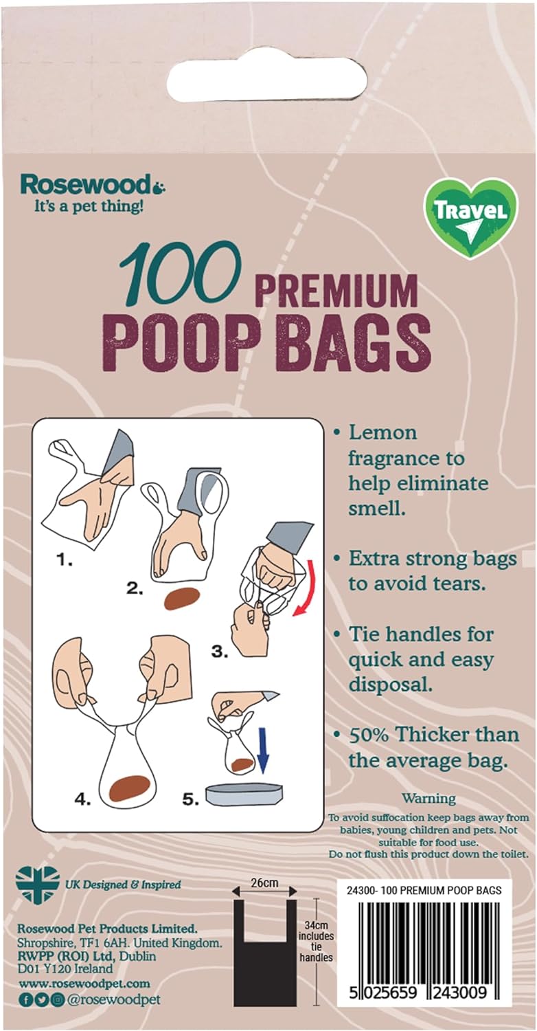 Poop Bags 100 Premium, Thic, Strong, Made From Recycled Plastic, Extra Strong Poop Bags For Dogs