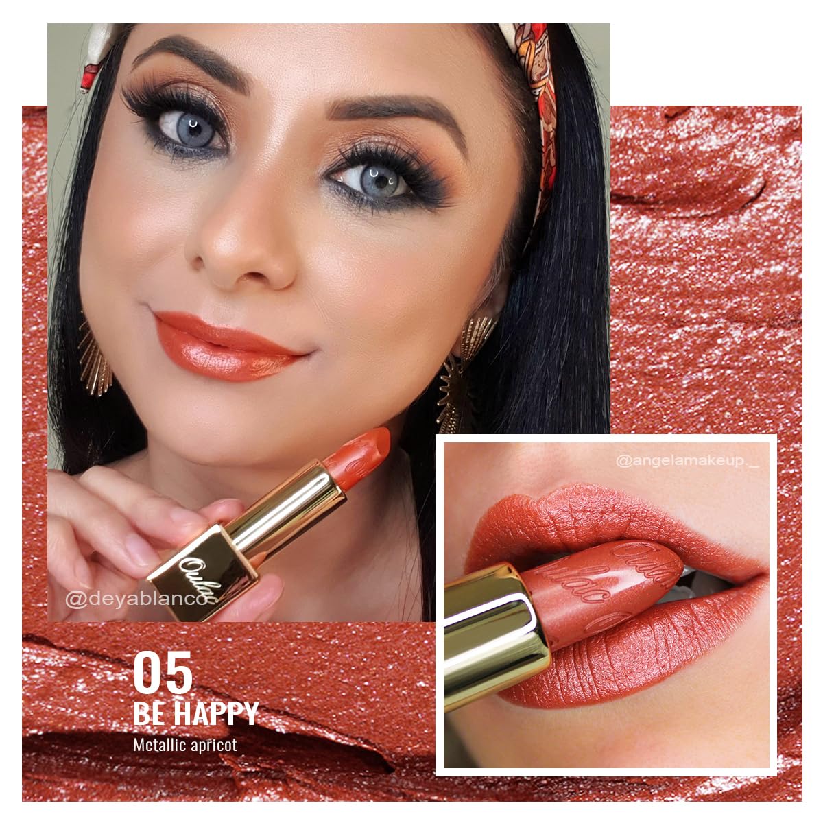 OULAC Metallic Shine Glitter Lipstick, Nude High Impact Lipcolor, Lightweight Soft and Ultra Hydrating, Long Lasting, Vegan & Cruelty-Free, Full-Coverage Lip Color 4.3 g/0.15 Sahara Gold(10)