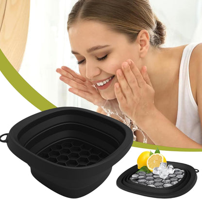 Meindin Face Bowl for Ice – Cold Plunge Facial Spa Tool, Foldable & Reusable Basin with Tray for Morning Skincare