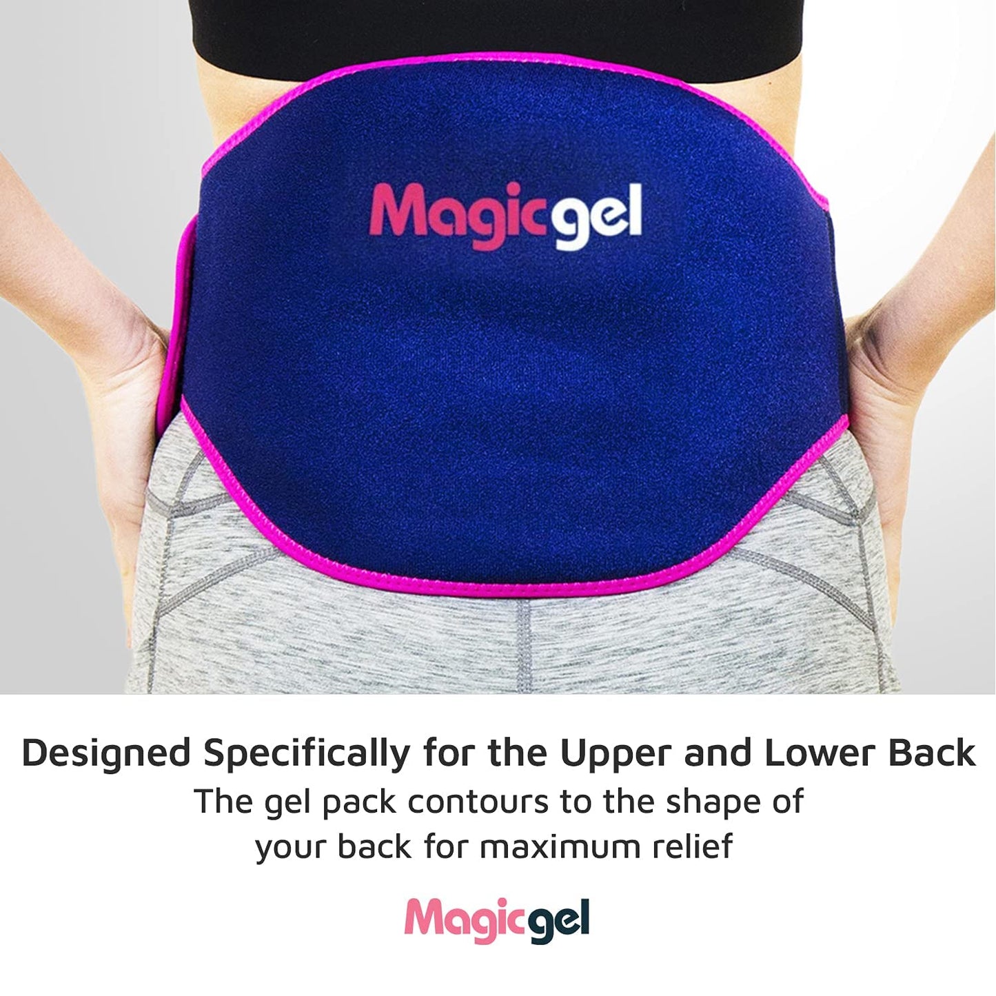 Magic Gel Ice Pack for Back Pain Relief | 2 Pack Lower Back Gel Wrap for Hot or Cold Therapy | Relief for Lower Lumbar, Sciatic Nerve, Herniated or Degenerative Disc, Coccyx, Tailbone Pain