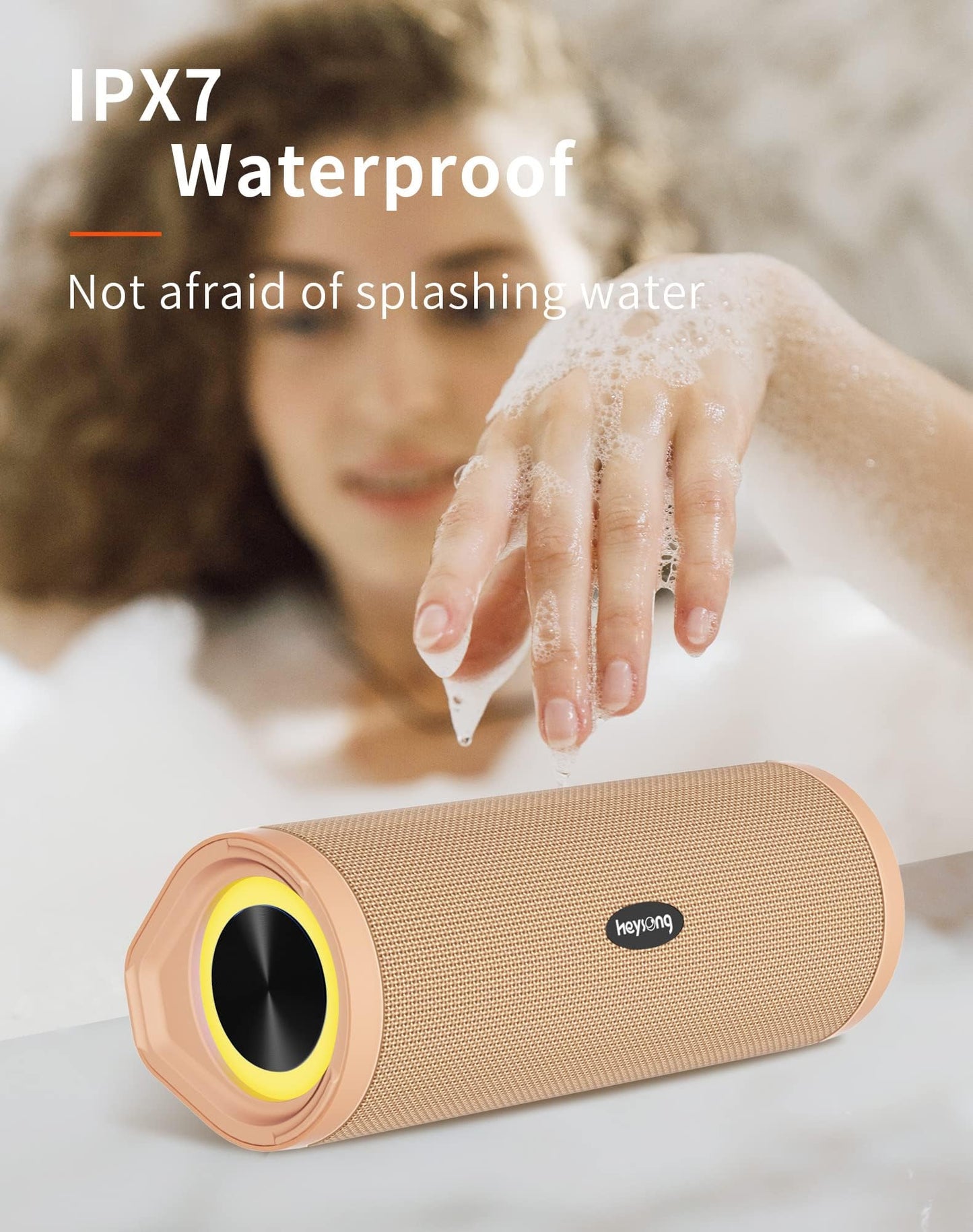 HEYSONG Portable Bluetooth Speaker, Waterproof Outdoor Speakers with LED Light, Enhanced Bass, IPX7 Floating, 40H Play, TF Card, True Wireless Stereo for Party, Shower, Biking, Gifts for Men