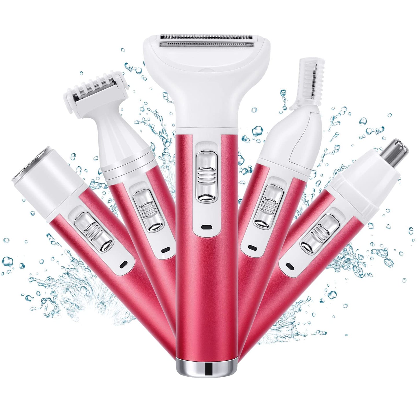 ACWOO Cordless 4 in 1 Electric Lady Shaver for Women, Rechargeable Painless Razor Bikini Trimmer Wet and Dry Hair Removal for Face Legs Underarm Nose and Eyebrow