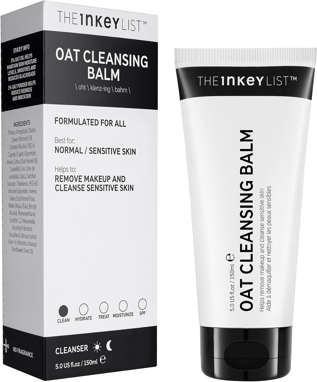 The INKEY List Oat Cleansing Balm, Removes Makeup and Cleanse Sensitive Skin 150ml