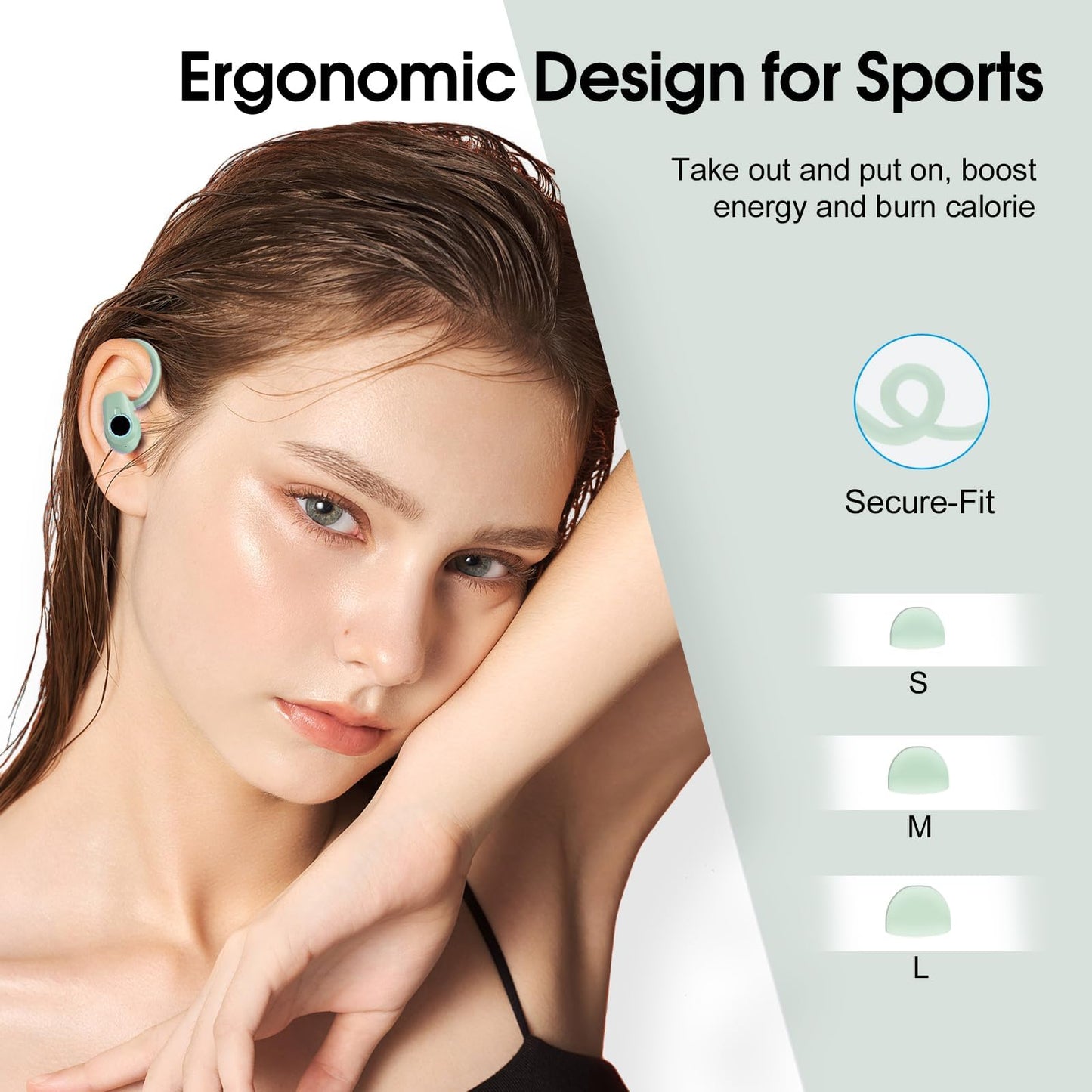 Wireless Earbuds, Bluetooth 5.3 Headphones with 4 ENC Noise Canceling Mic, 50H Stereo Dual LED Display Ear Buds, Sport Wireless Earphones with Earhooks, IP7 Waterproof Wireless Headphones for Running