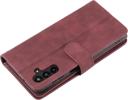 UEEBAI Wallet Case for Samsung Galaxy A15 – Retro PU Leather Flip Cover with 9 Card Slots, Zipper Pocket, Magnetic Closure, Kickstand & Wrist Strap, Shockproof Protective Case