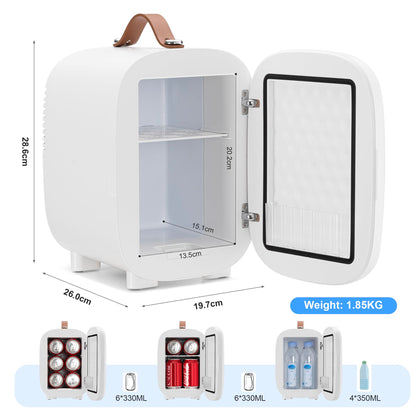 Enventor Mini Fridge 4 Litre/ 6 Can, AC+12V DC Power, Portable Cooler & Warmer, Small Fridge for Bedrooms, Car, Skincare, Fruit and Drinks, Black