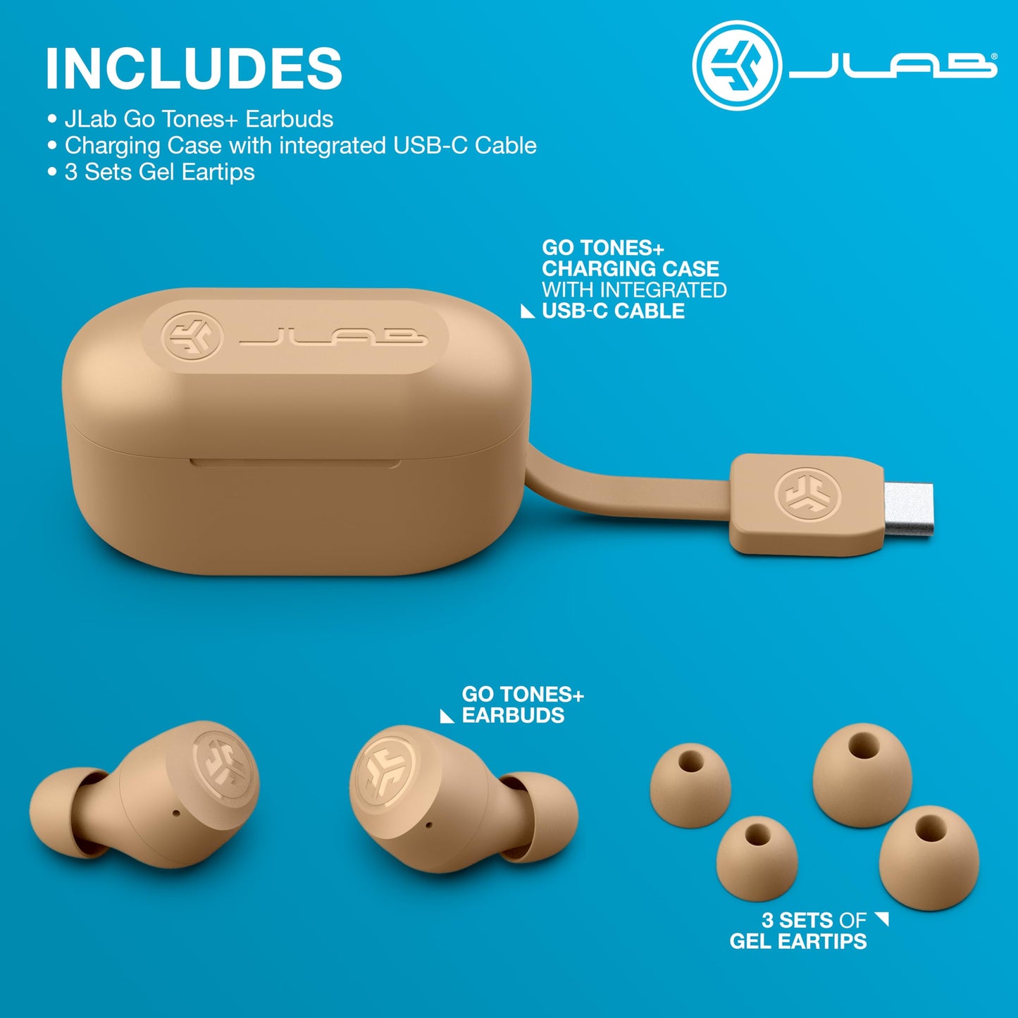 JLab Go Air Pop+ True Wireless Earbuds, In Ear Headphones, Bluetooth Earphones, 35H Playtime Ear Buds, Bluetooth Earbuds with Microphone, USB-C Charging Case, Multipoint, EQ3 Sound, Black