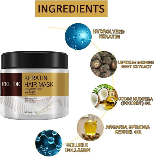 Collagen Hair Treatment, Collagen Hair Mask, Conditioning Argan Oil Hair Mask, Keratin Hair Mask Collagen Treatment, Deep Repair Conditioner Hair Masks, for Dry Damaged Hair