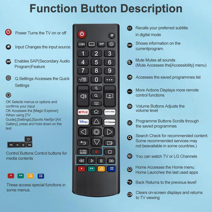 Universal Remote for LG TV – Works with All LG LED, OLED, LCD, 4K & Smart TVs, WebOS, Netflix, Disney+ & LG Channels Button