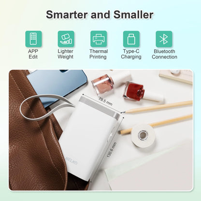 Nelko Label Maker Machine P21 – Bluetooth Portable Label Printer with Tape, Mini Wireless Sticker Maker for Organizing, Barcode, Home & Office – White