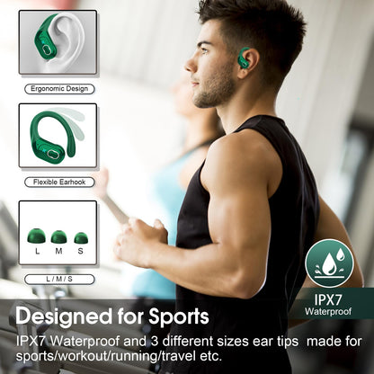 STECEi Wireless Earbuds – 75H Bluetooth 5.4 Earphones with ENC Noise Cancelling Mics, HiFi Stereo Sound, Earhooks, IP7 Waterproof for Running, Gym & Sports (Black)