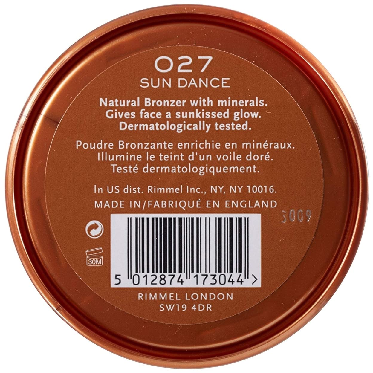 RIMMEL LONDON - Natural Bronzer - Silky-Smooth & Ultra-Fine Bronzing Powder - Sunkissed Look, Mimicking Natural Tan - 002 Sunbronze - 14g