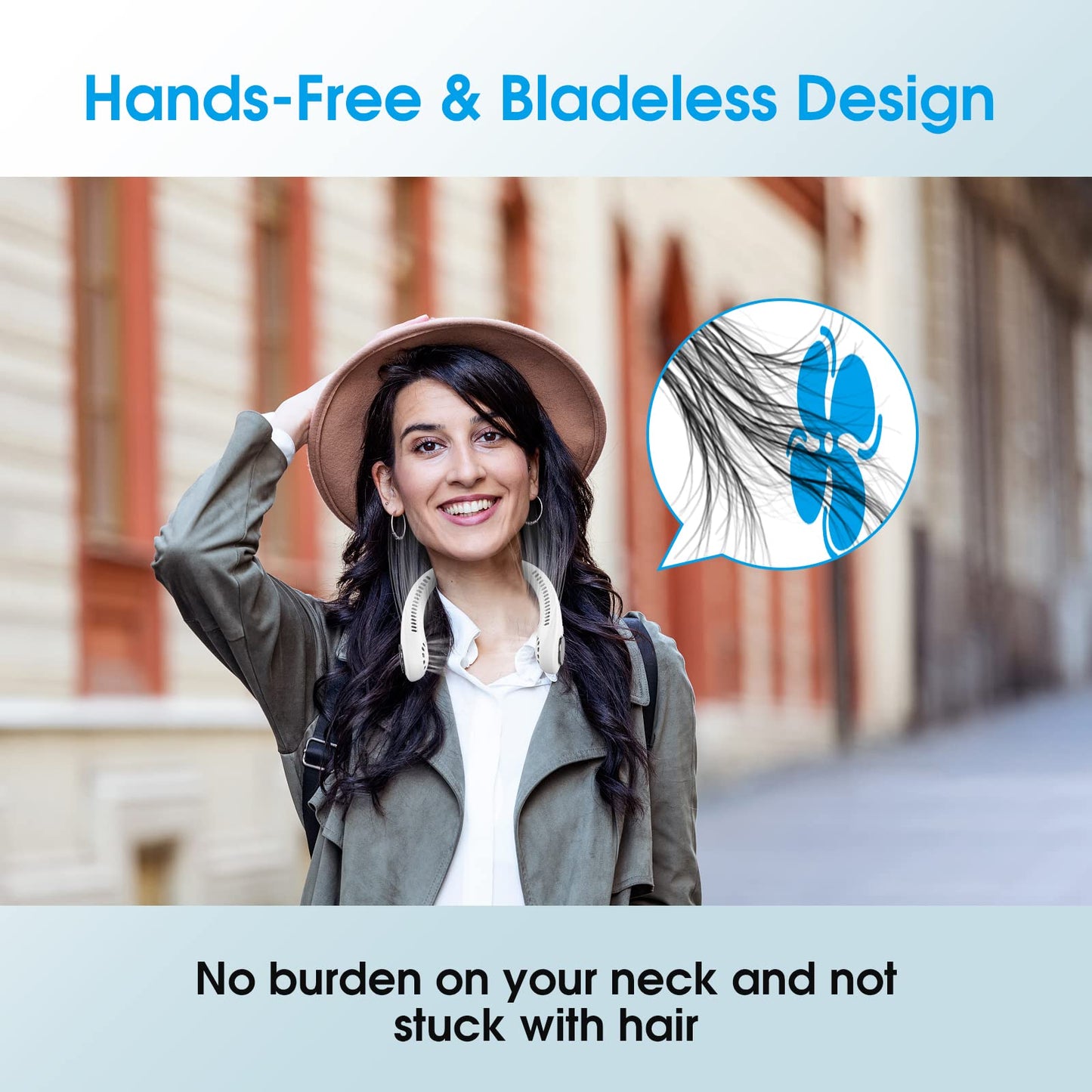 Neck Fan, Portable Hanging Neck Fan, Bladeless Mini Neck Fan with 360° Airflow, 3-Speed Hands-Free Personal Fan Rechargeable Wearable Fan.