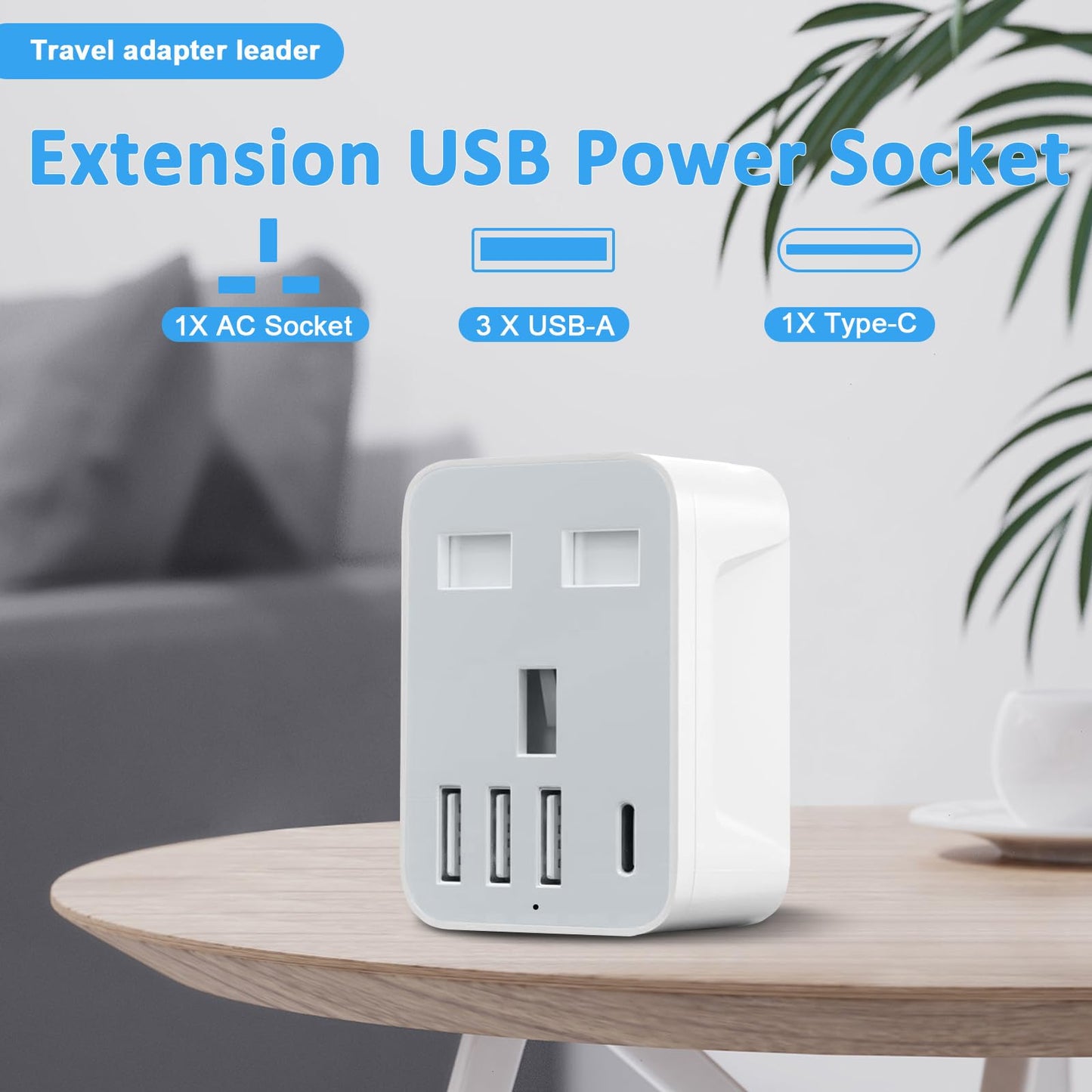 European to uk plug adapter,travel adapter UK to European Plug with 1*USB C & 3*USB A Ports,European Travel Adapter for Germany Spain France Turkey Greece Iceland(Type E/F) (Grey Travel adapter)