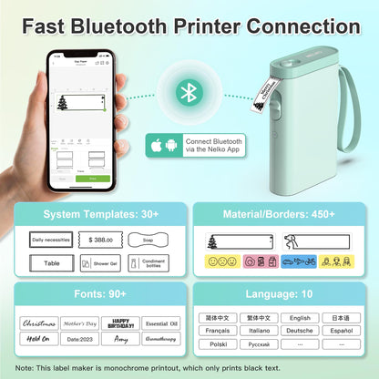 Nelko Label Maker Machine P21 – Bluetooth Portable Label Printer with Tape, Mini Wireless Sticker Maker for Organizing, Barcode, Home & Office – White