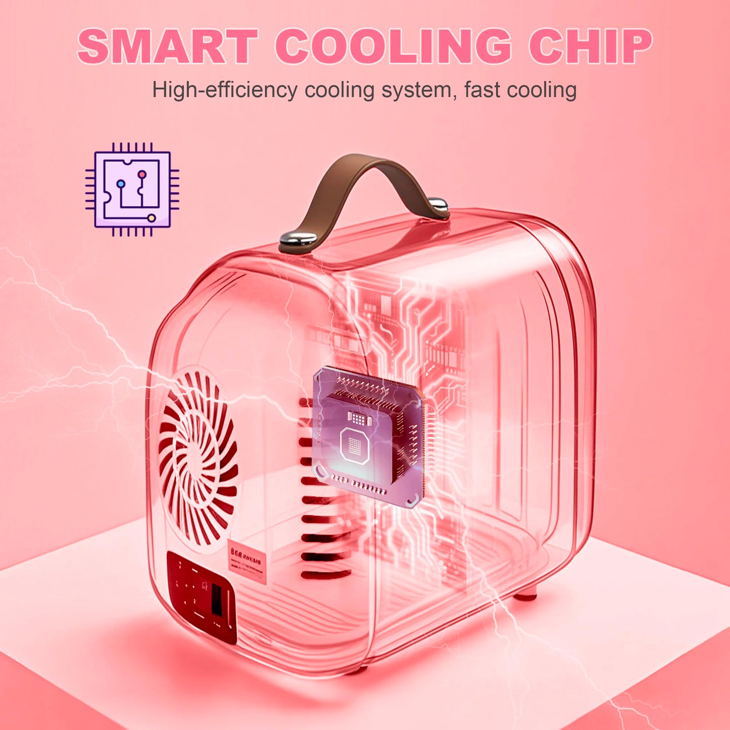 Enventor 4L Mini Fridge – LED Mirror Skincare Cooler & Warmer, AC/DC, Portable Cosmetic Fridge for Home, Car & Travel (Pink)