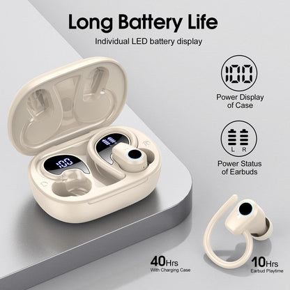 Waterproof Wireless Earbuds Bluetooth 5.3 – 4 ENC Noise Canceling Mics, 50H Battery, Dual LED Display, Sport Earhooks