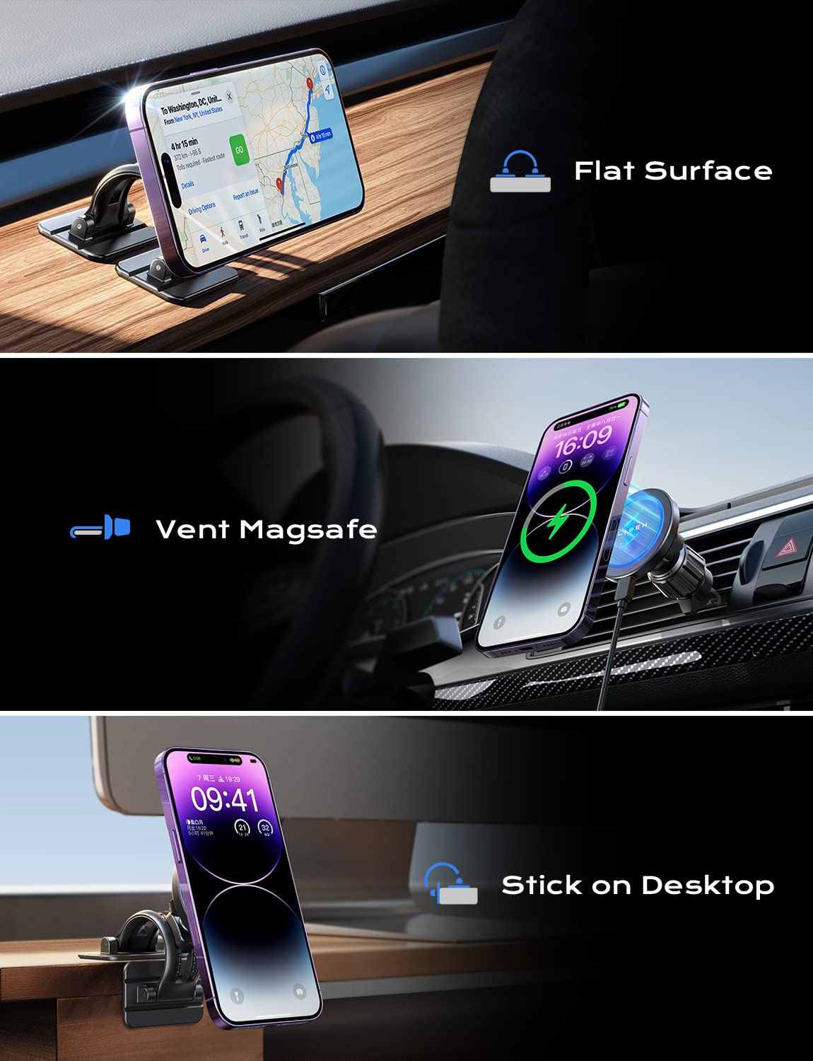 LISEN for Magsafe Car Charger [Fastest Charging Speed] Car Phone Holder Wireless Charger for Magsafe Car Mount, Magsafe Car Phone Holder Charger Fits iPhone 15 Pro Max Plus 14 13 12 MagSafe Case