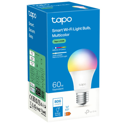 Tapo Smart Bulb, Smart WiFi LED Light, B22, 8.3W, Works with Amazon Alexa(Echo and Echo Dot) and Google Home, Colour-Changeable, No Hub Required (Tapo L530B) [Energy Class F], Multicolor