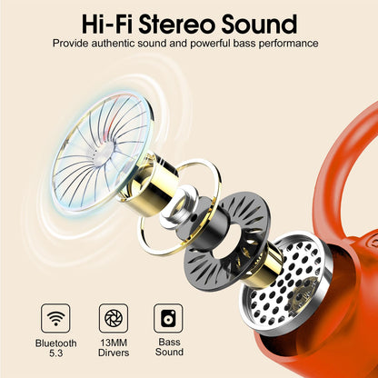 Waterproof Wireless Earbuds Bluetooth 5.3 – 4 ENC Noise Canceling Mics, 50H Battery, Dual LED Display, Sport Earhooks