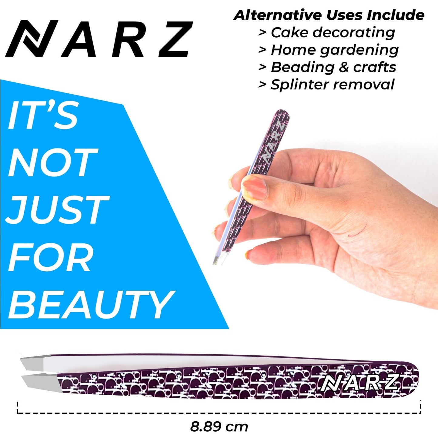 NARZ Professional Tweezers for Facial Hair Women & Men Stainless Steel Precision Tweezers for Ingrown Hair Tweezers (4 Pcs)