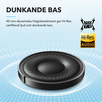 Soundcore by Anker Hybrid Active Noise Cancelling Wireless Over-Ear Headphones – Foldable Bluetooth with Hi-Res Audio, Powerful Bass & Customizable App Controls
