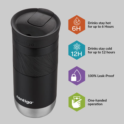 Contigo Byron Snapseal Travel Mug | Stainless Steel Thermal Mug | Vacuum Flask | Leakproof Tumbler | Coffee to Go Mug with BPA Free Easy-Clean Lid