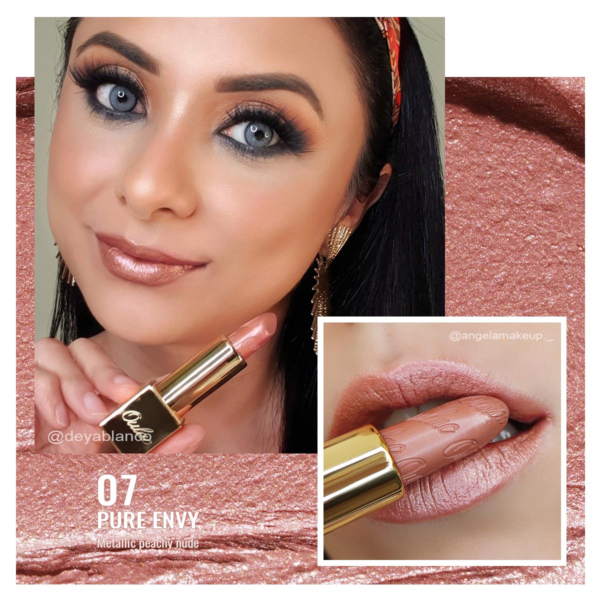 OULAC Metallic Shine Glitter Lipstick, Nude High Impact Lipcolor, Lightweight Soft and Ultra Hydrating, Long Lasting, Vegan & Cruelty-Free, Full-Coverage Lip Color 4.3 g/0.15 Sahara Gold(10)