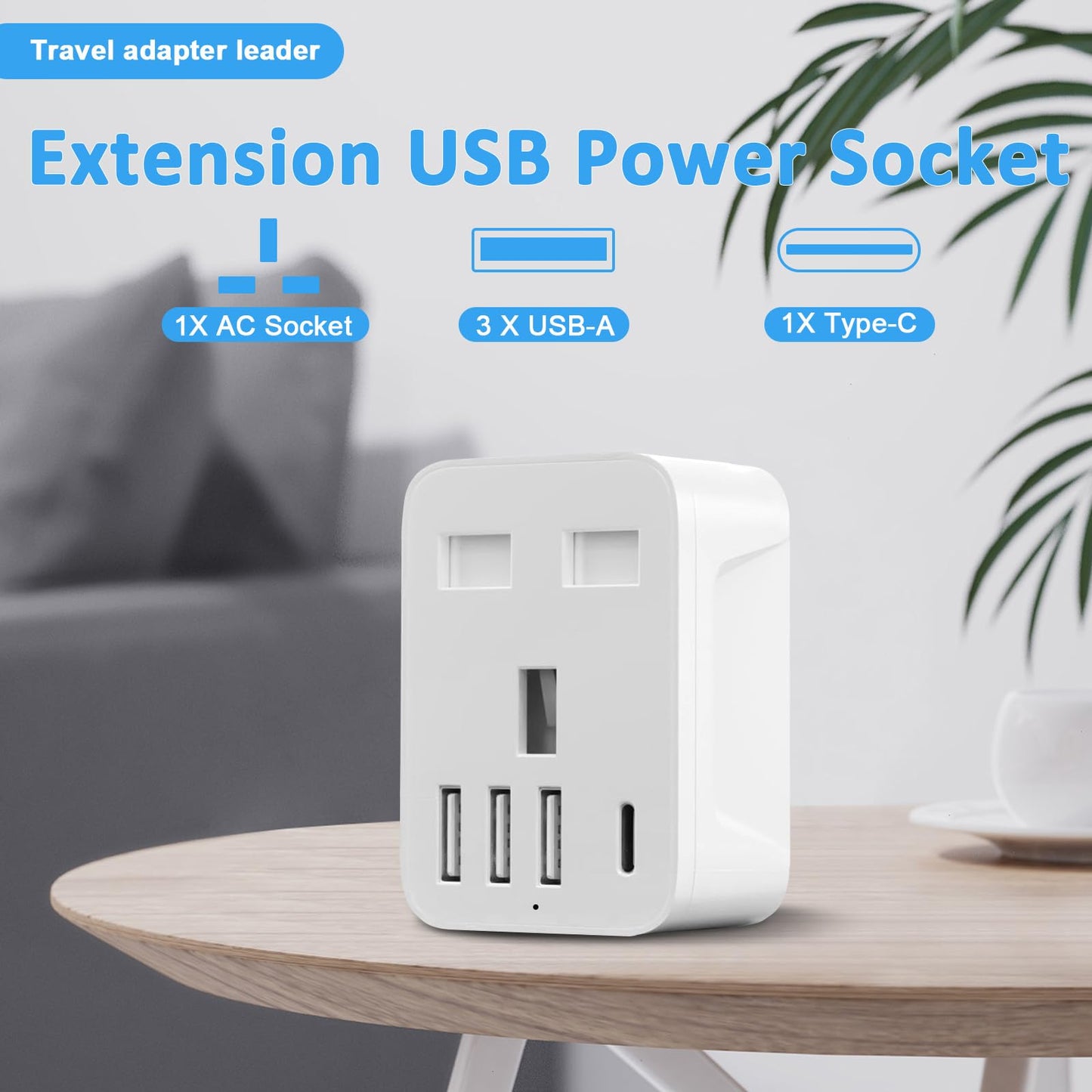 European to uk plug adapter,travel adapter UK to European Plug with 1*USB C & 3*USB A Ports,European Travel Adapter for Germany Spain France Turkey Greece Iceland(Type E/F) (Grey Travel adapter)