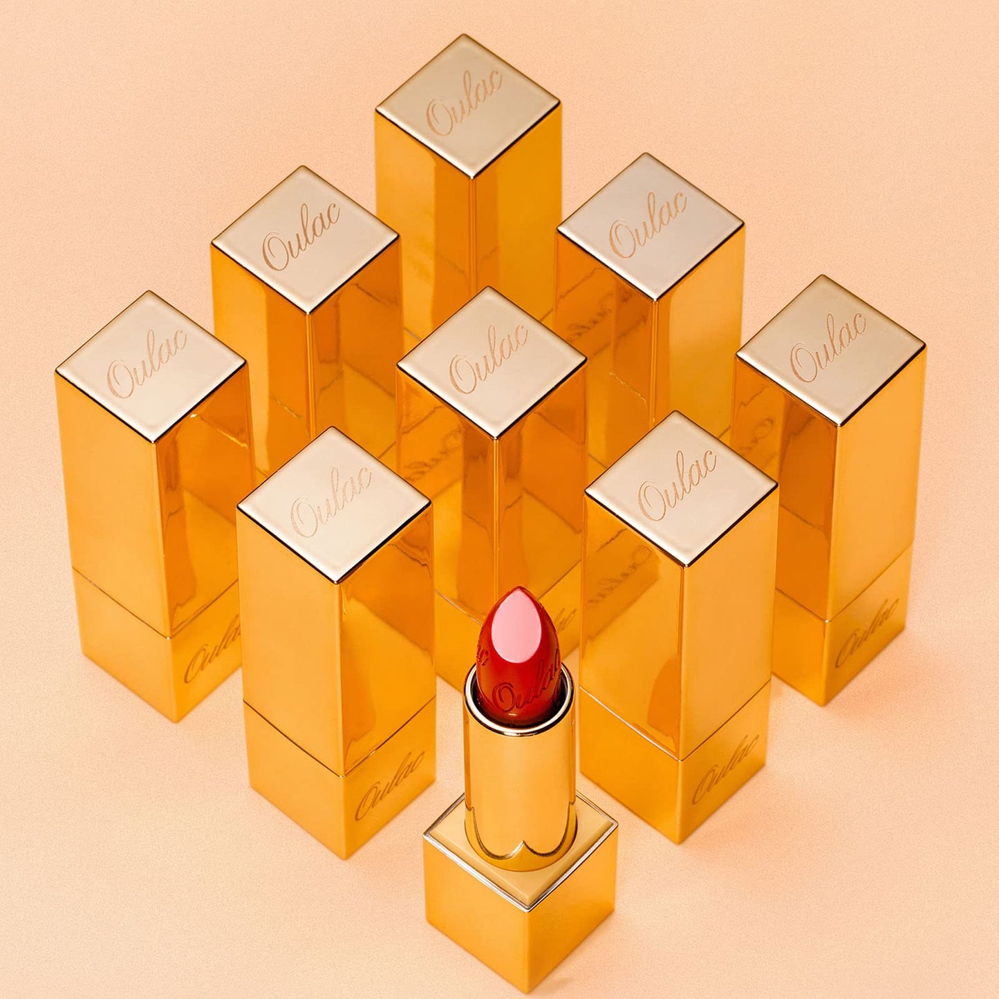 OULAC Metallic Shine Glitter Lipstick, Nude High Impact Lipcolor, Lightweight Soft and Ultra Hydrating, Long Lasting, Vegan & Cruelty-Free, Full-Coverage Lip Color 4.3 g/0.15 Sahara Gold(10)