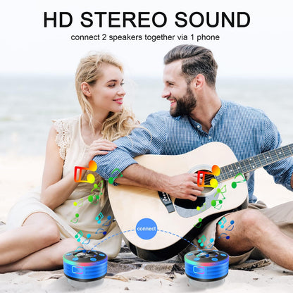 Dyurwa Bluetooth Shower Speaker, IPX7 Waterproof Portable Bluetooth Speaker with Suction Cup, Wireless 360°Surround Sound, LED Light Show, Built-in Mic, for Party, Travel, Beach, Outdoor