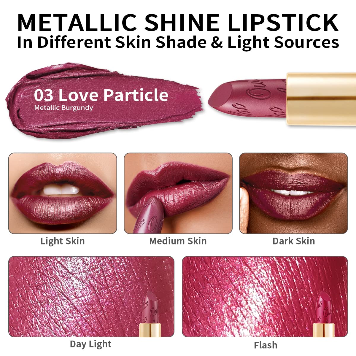 OULAC Metallic Shine Glitter Lipstick, Nude High Impact Lipcolor, Lightweight Soft and Ultra Hydrating, Long Lasting, Vegan & Cruelty-Free, Full-Coverage Lip Color 4.3 g/0.15 Sahara Gold(10)