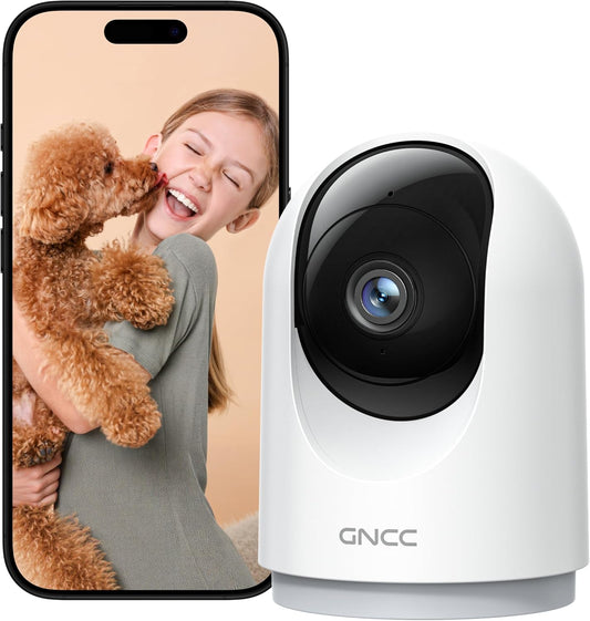 GNCC 2K/3MP Indoor WiFi Security Camera – 360° Pet & Baby Monitor with Night Vision, Motion Detection, 2-Way Talk, Alexa Compatible