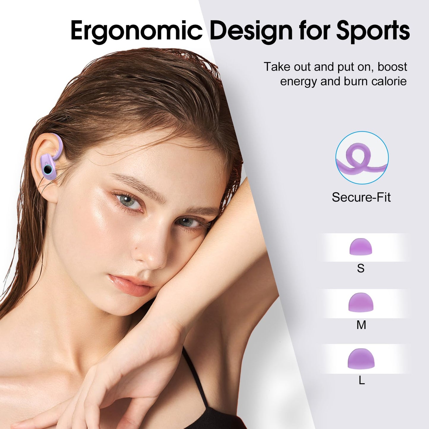 Wireless Earbuds, Bluetooth 5.3 Headphones with 4 ENC Noise Canceling Mic, 50H Stereo Dual LED Display Ear Buds, Sport Wireless Earphones with Earhooks, IP7 Waterproof Wireless Headphones for Running