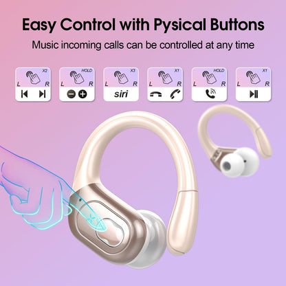STECEi Wireless Earbuds – 75H Bluetooth 5.4 Earphones with ENC Noise Cancelling Mics, HiFi Stereo Sound, Earhooks, IP7 Waterproof for Running, Gym & Sports (Black)
