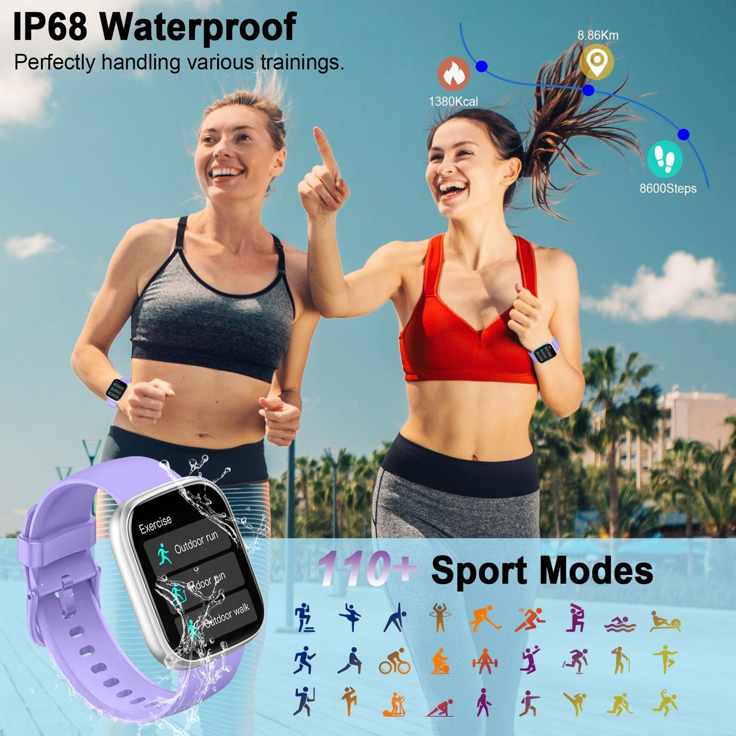 Smart Watch for Men Women Answer/Make Calls, 1.91" Fitness Watch with Heart Rate Sleep Monitor, Step Counter Fitness Tracker, 110+ Sports Activity Trackers IP68 Waterproof Smartwatches for Android IOS