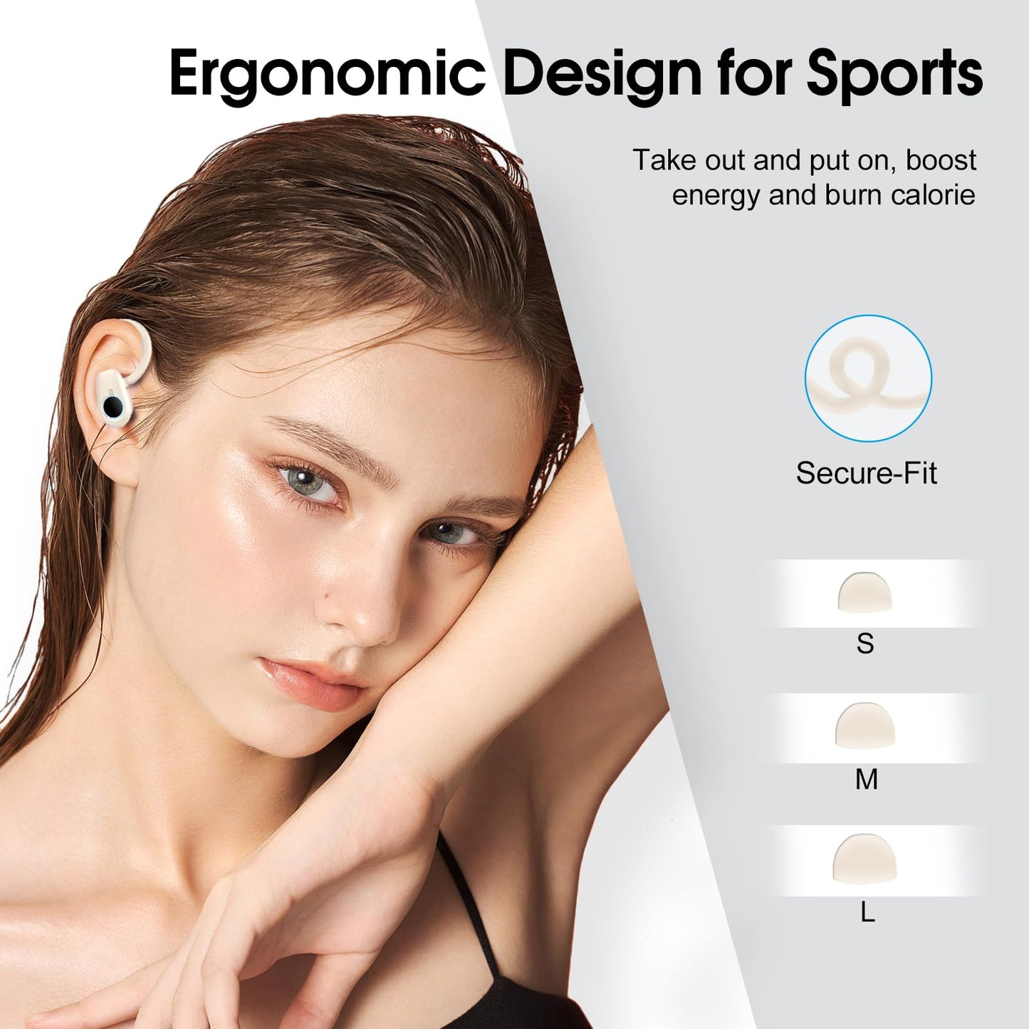 Wireless Earbuds, Bluetooth 5.3 Headphones with 4 ENC Noise Canceling Mic, 50H Stereo Dual LED Display Ear Buds, Sport Wireless Earphones with Earhooks, IP7 Waterproof Wireless Headphones for Running