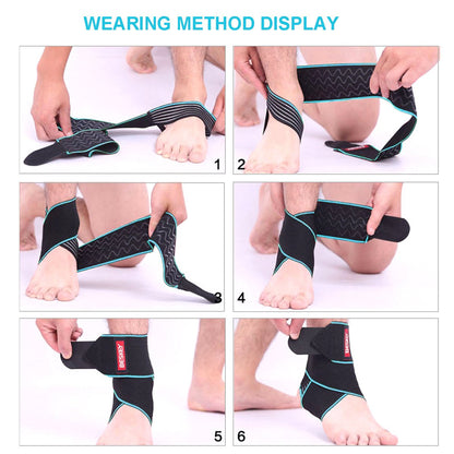 BESKEY Ankle Support Brace Adjustable Breathable Elastic Nylon Material Fit for Most Size Use for Sports