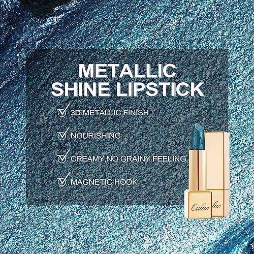 OULAC Metallic Shine Glitter Lipstick, Nude High Impact Lipcolor, Lightweight Soft and Ultra Hydrating, Long Lasting, Vegan & Cruelty-Free, Full-Coverage Lip Color 4.3 g/0.15 Sahara Gold(10)