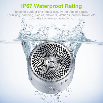 EWA A106 Pro Wireless Mini Bluetooth Speaker with Travel Case – IP67 Waterproof, Custom Bass Radiator, Portable & Loud (Black)